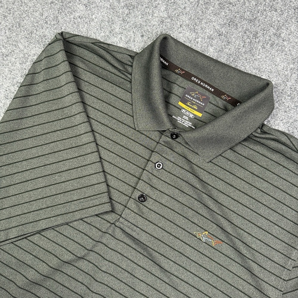 Greg Norman for Tasso Elba Mens Polo Shirt XXL Five Iron Play Dry‎ Stripe Shark